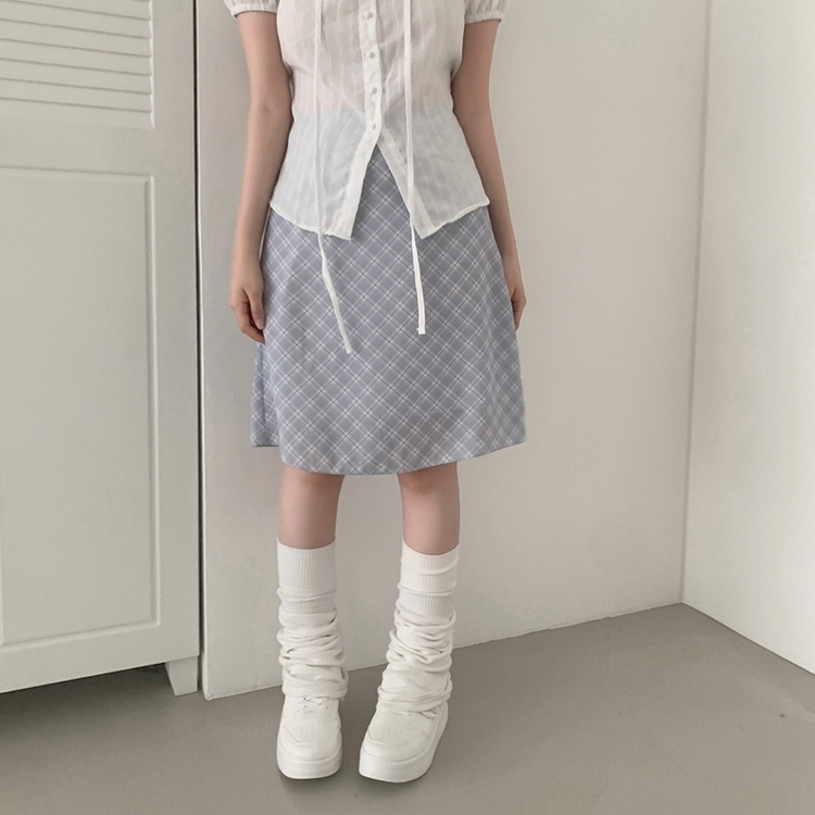 パステルシフォンフレアミディスカート SKY BLUE