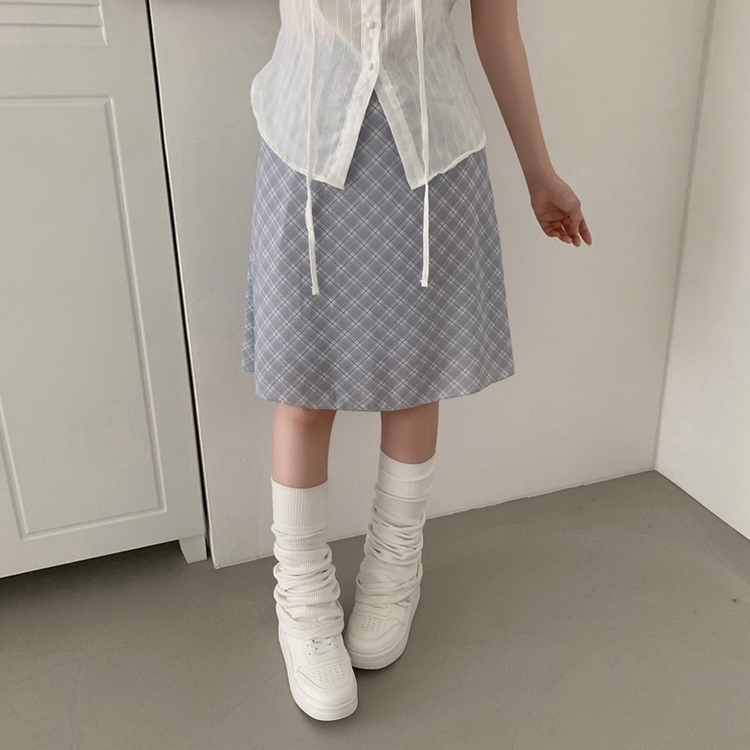 パステルシフォンフレアミディスカート SKY BLUE