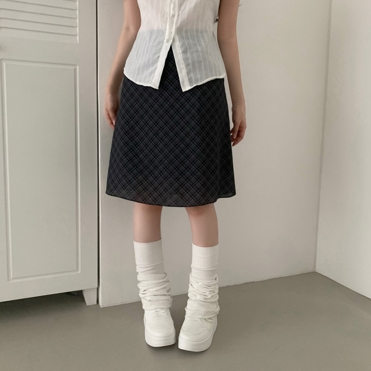 パステルシフォンフレアミディスカート BLACK