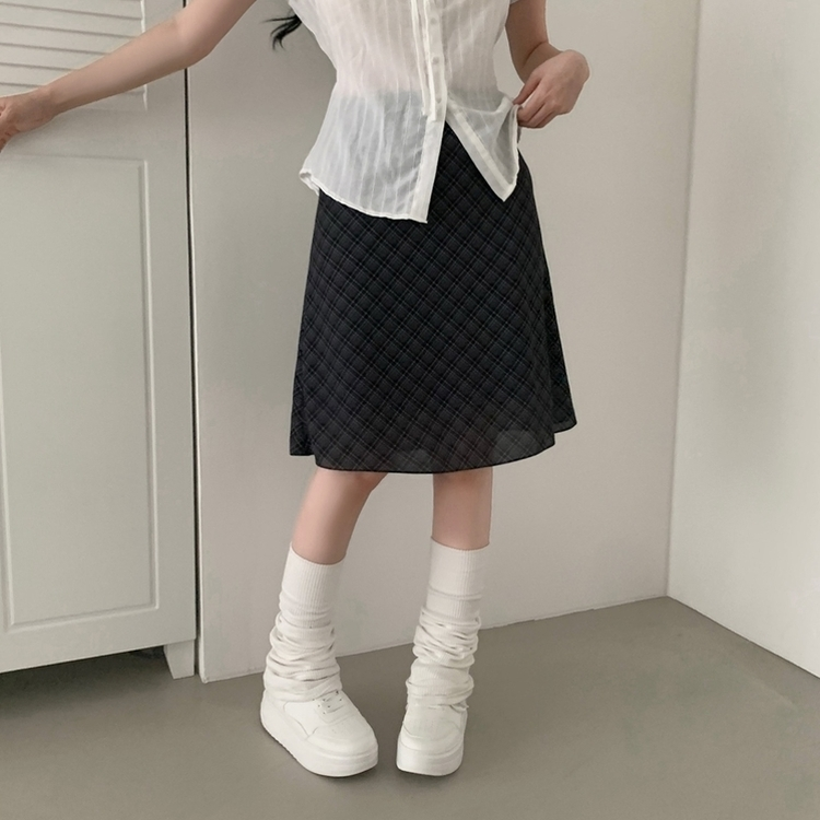 パステルシフォンフレアミディスカート BLACK