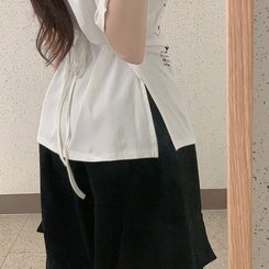 半袖Tシャツ レタリングアンバランス半袖Tシャツ WHITE