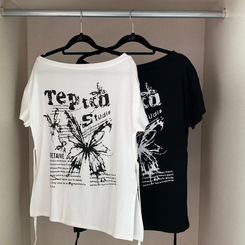 半袖Tシャツ レタリングアンバランス半袖Tシャツ