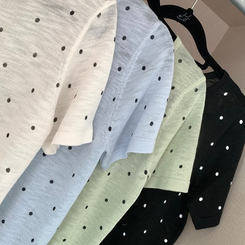 ニット ドットラウンドサマー半袖Tシャツ