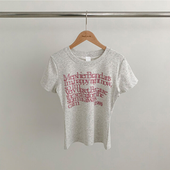 半袖Tシャツ レタリングスリムクロップ半袖Tシャツ