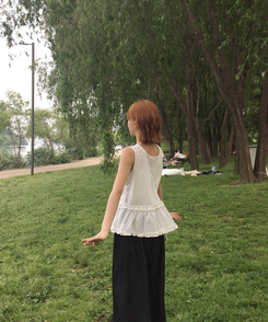ブラウス 【バッグ付き】ドットフリルスリーブレスブラウス WHITE