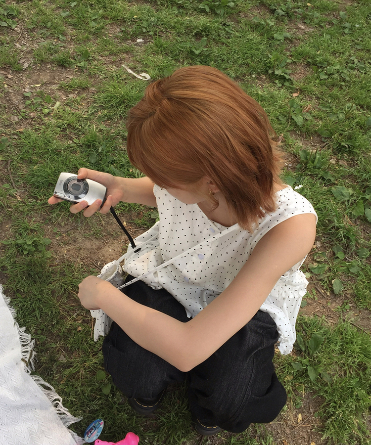 【バッグ付き】ドットフリルスリーブレスブラウス WHITE