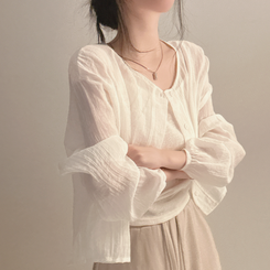 カーディガン 【SET】リネンキャミソール カーディガン WHITE