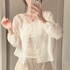 カーディガン 【SET】リネンキャミソール カーディガン WHITE
