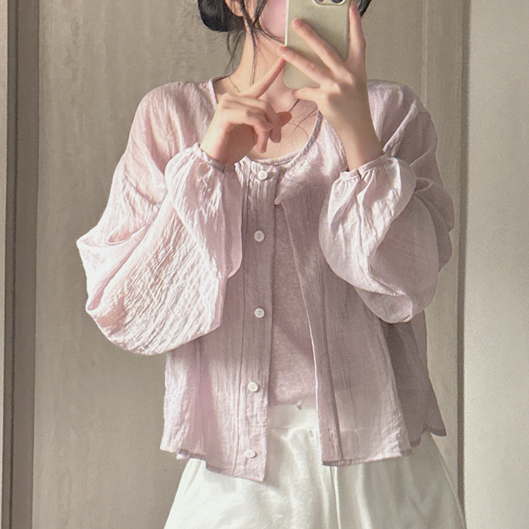 【SET】リネンキャミソール カーディガン PURPLE