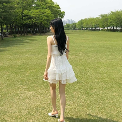 ティアードスワンミニワンピース WHITE