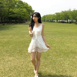 ティアードスワンミニワンピース WHITE