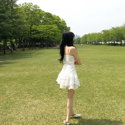 ティアードスワンミニワンピース WHITE