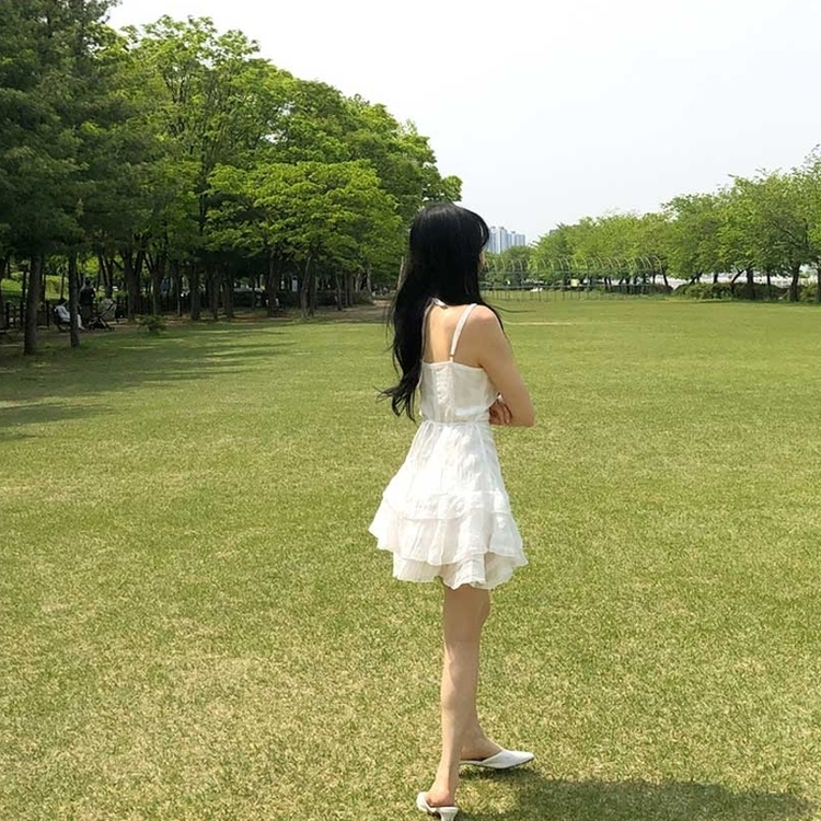 ティアードスワンミニワンピース WHITE