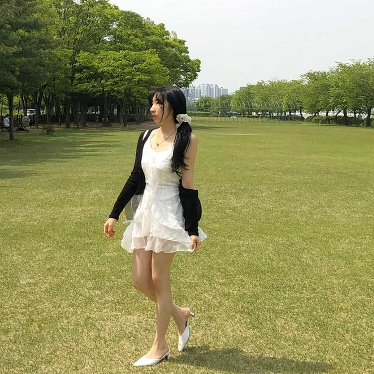 ティアードスワンミニワンピース WHITE