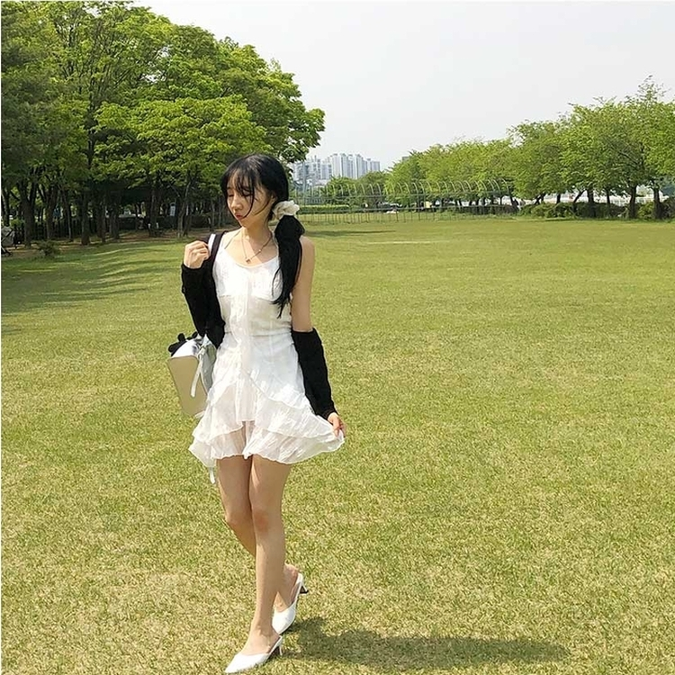 ティアードスワンミニワンピース WHITE