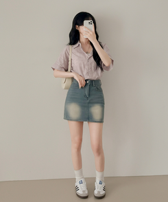 ミニスカート ビンテージデニムスカート LIGHT DENIM