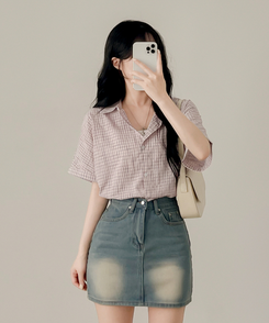 ミニスカート ビンテージデニムスカート LIGHT DENIM
