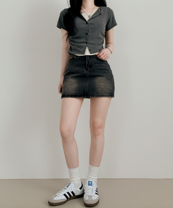 ミニスカート ビンテージデニムスカート BLACK DENIM