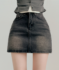 ミニスカート ビンテージデニムスカート BLACK DENIM