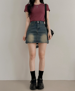 ミニスカート ビンテージデニムスカート DEEP DENIM