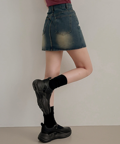 ミニスカート ビンテージデニムスカート DEEP DENIM