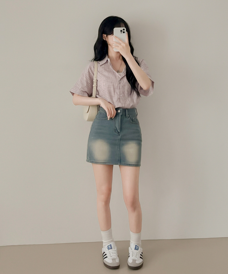 ビンテージデニムスカート LIGHT DENIM