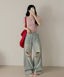 半袖Tシャツ ストライプ半袖Tシャツ PINK