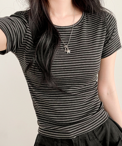 半袖Tシャツ ストライプ半袖Tシャツ BLACK