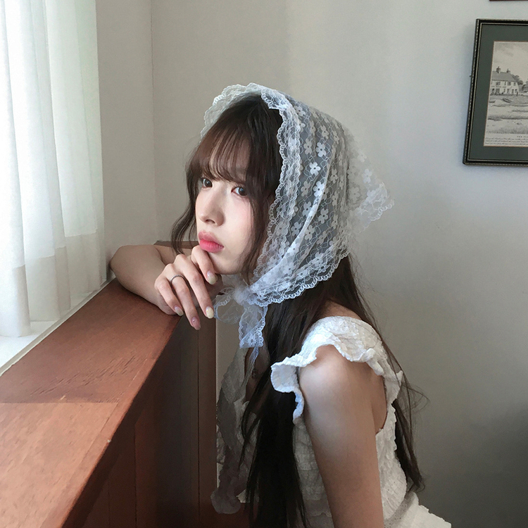レース頭巾 IVORY