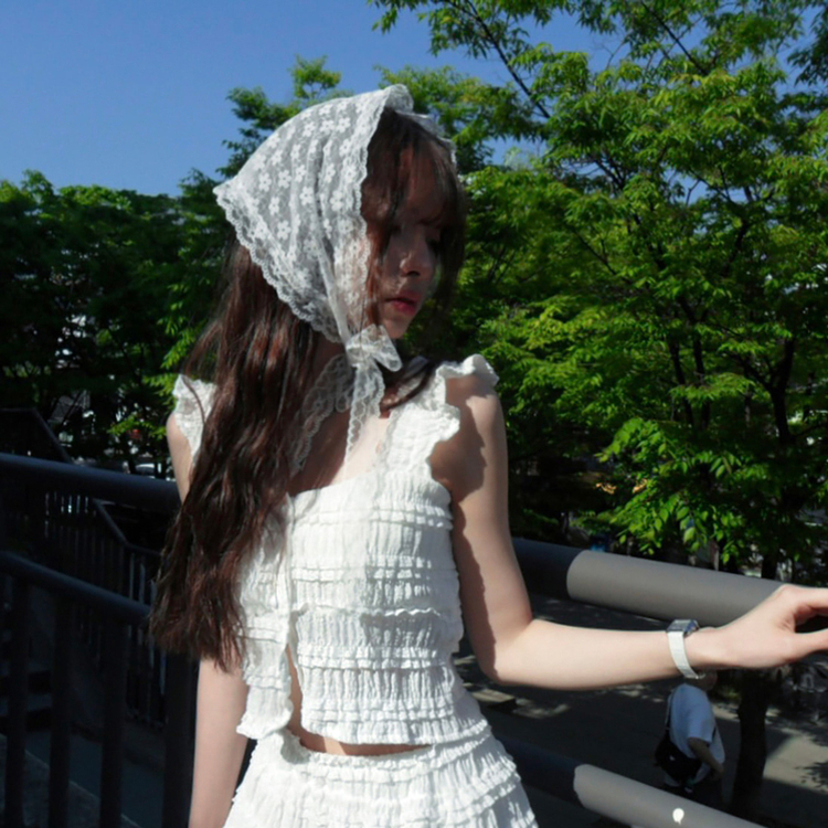 レース頭巾 IVORY