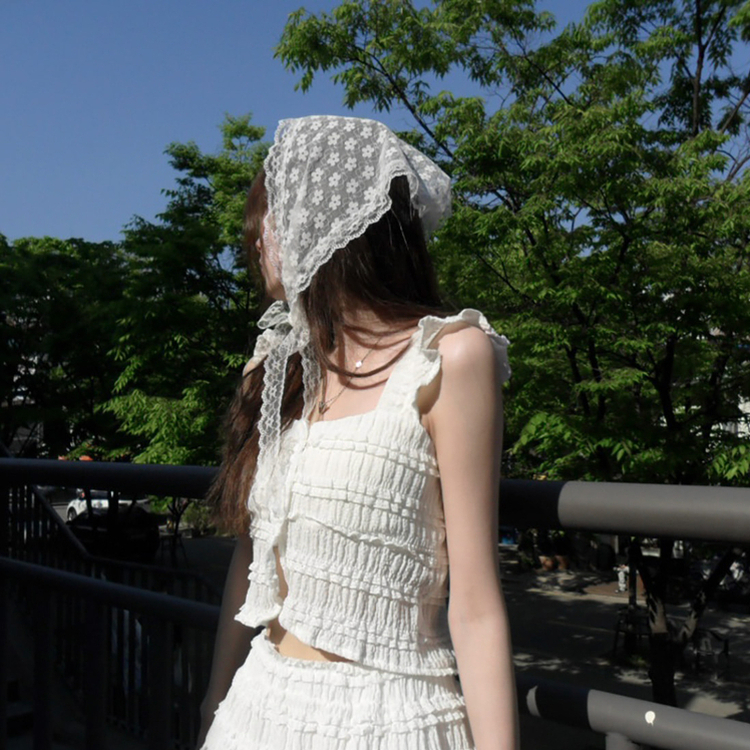 レース頭巾 IVORY