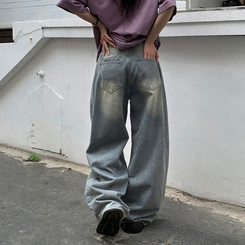ワイド ラウンドデニムワイドパンツ YELLOW BLUE
