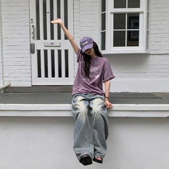 ワイド ラウンドデニムワイドパンツ YELLOW BLUE