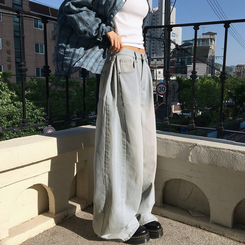 ワイド ラウンドデニムワイドパンツ LIGHT DENIM