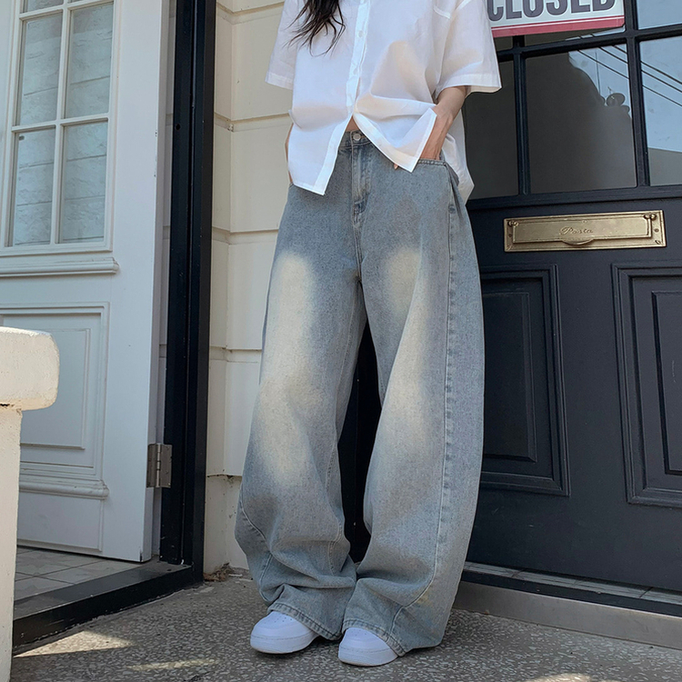 ラウンドデニムワイドパンツ LIGHT DENIM