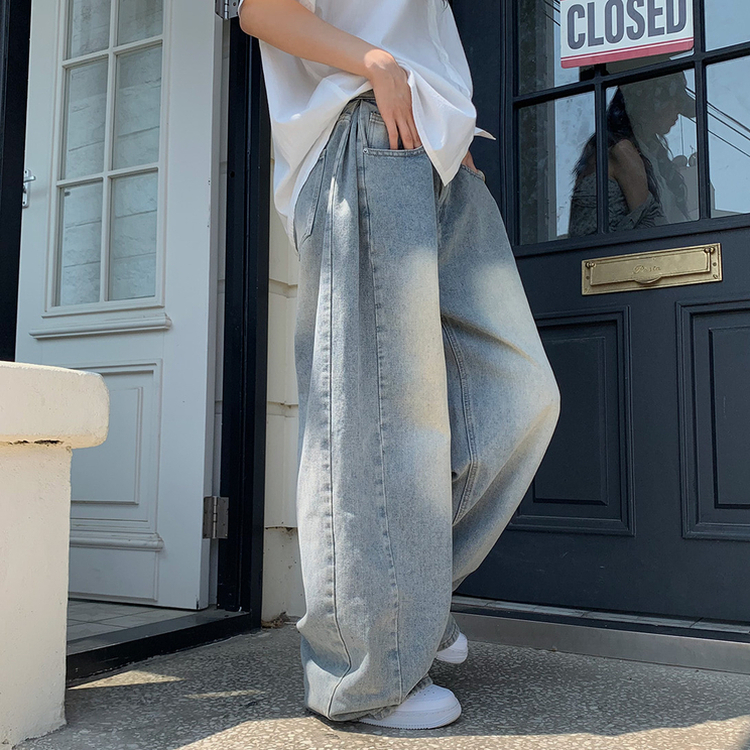 ラウンドデニムワイドパンツ LIGHT DENIM