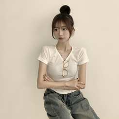 コットンセミクロップ半袖Tシャツ(6color) IVORY