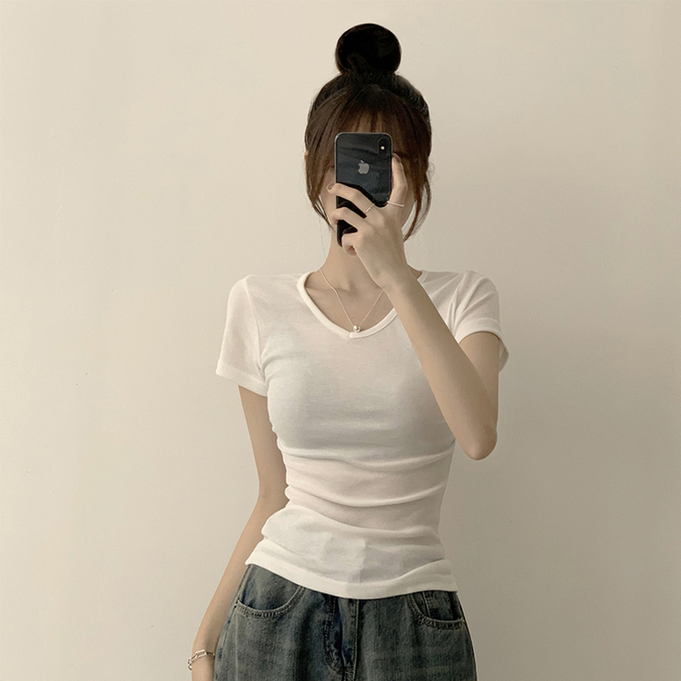 コットンセミクロップ半袖Tシャツ(6color) IVORY