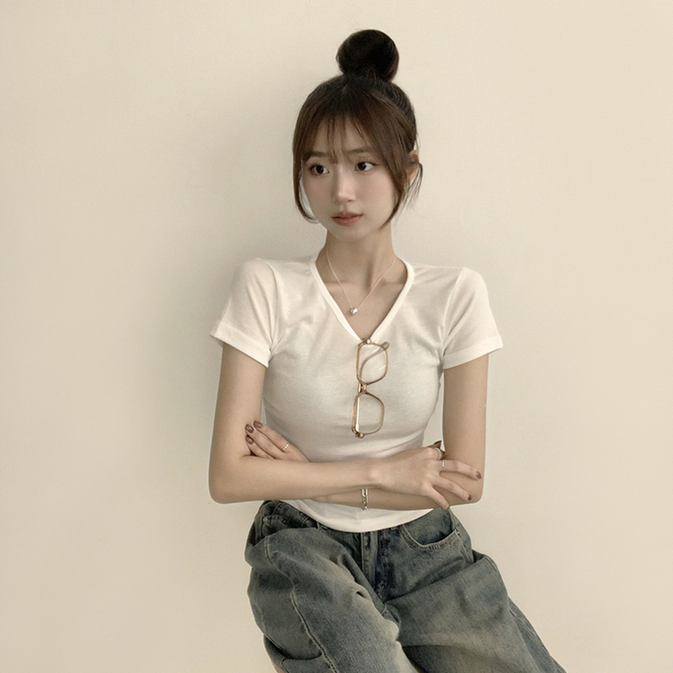 コットンセミクロップ半袖Tシャツ(6color) IVORY