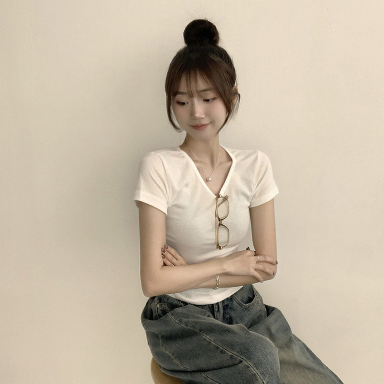 コットンセミクロップ半袖Tシャツ(6color) IVORY