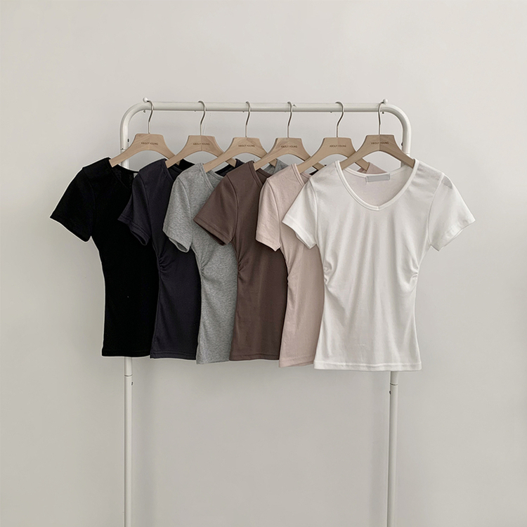コットンセミクロップ半袖Tシャツ(6color)