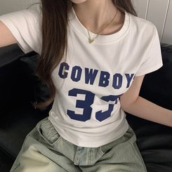 半袖Tシャツ ナンバーセミクロップ半袖Tシャツ WHITE