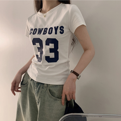 半袖Tシャツ ナンバーセミクロップ半袖Tシャツ WHITE