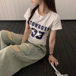 半袖Tシャツ ナンバーセミクロップ半袖Tシャツ WHITE