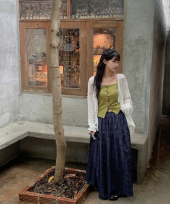 ノースリーブ レイヤードボタントップ OLIVE