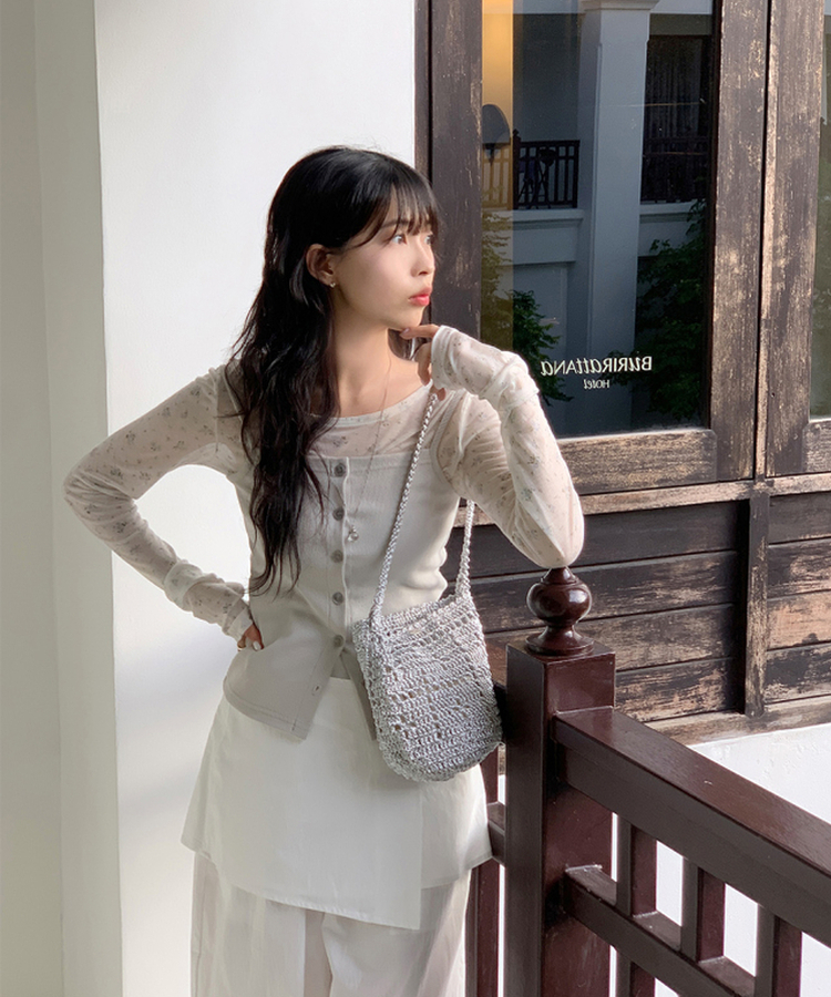 レイヤードボタントップ GREY