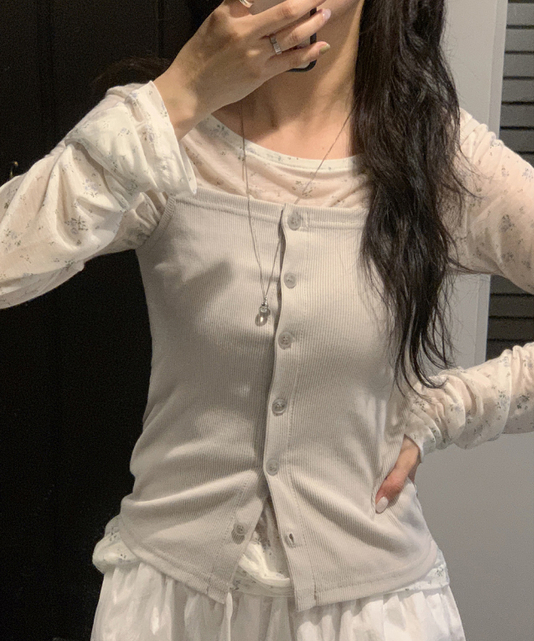 レイヤードボタントップ GREY