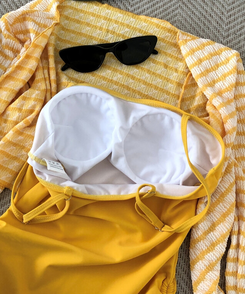 モノキニ 【カップ付き】ボーダーモノキニ(5color) YELLOW