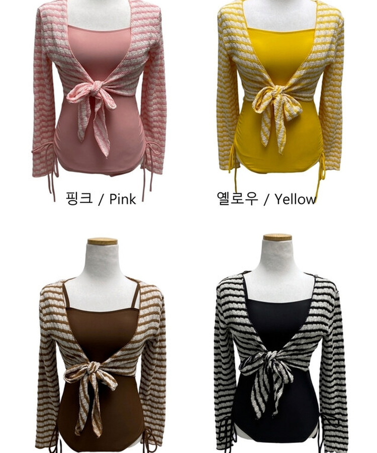 【カップ付き】ボーダーモノキニ(5color)