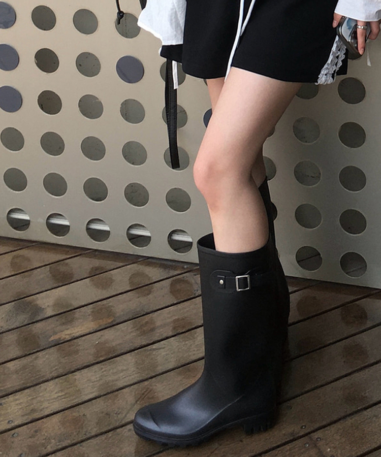 バックルロングレインブーツ BLACK